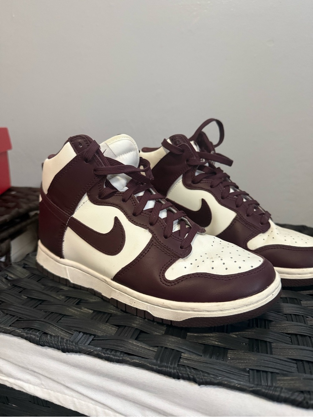 Nike Women’s High-Top Sneakers - White & Dark Burgundy